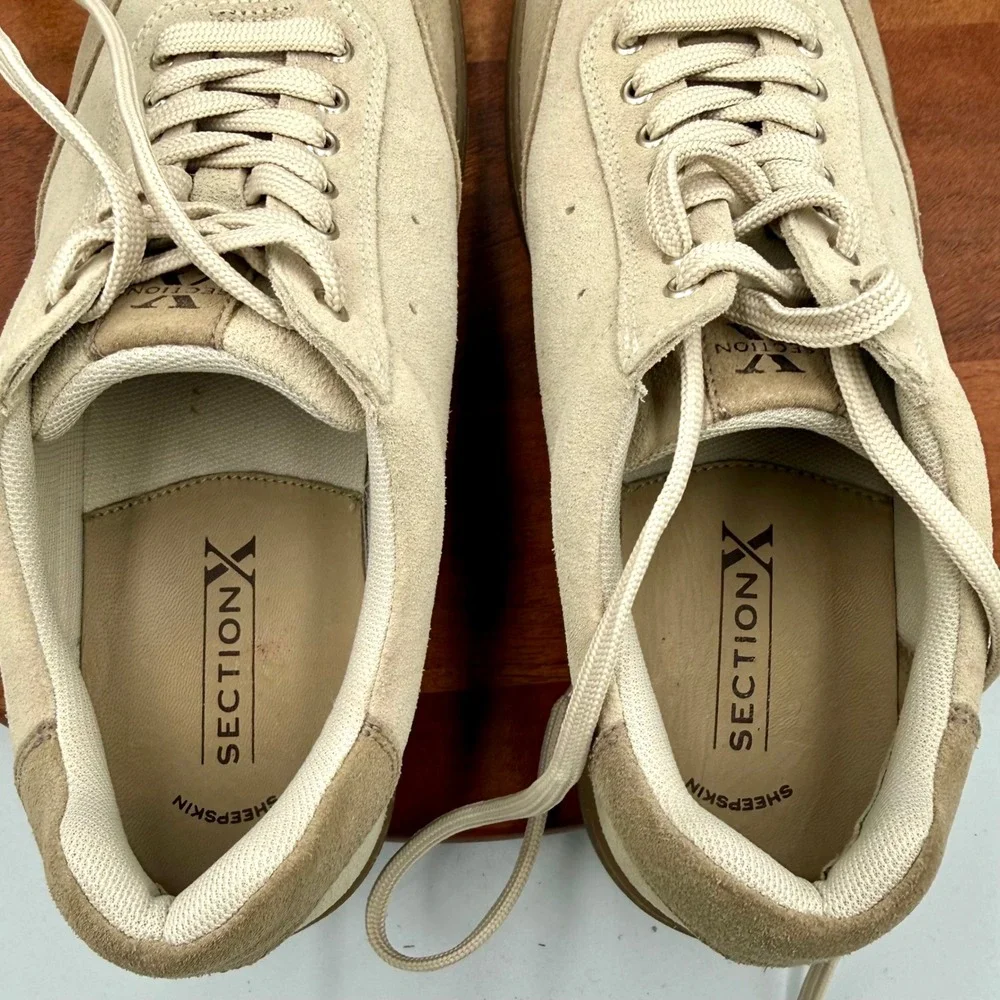 Section X Austin Suede Leather Sneakers Beige Low Top Sporty Streetwear Mens 8.5